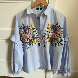 TopShop oversized Embroidered Floral Shirt